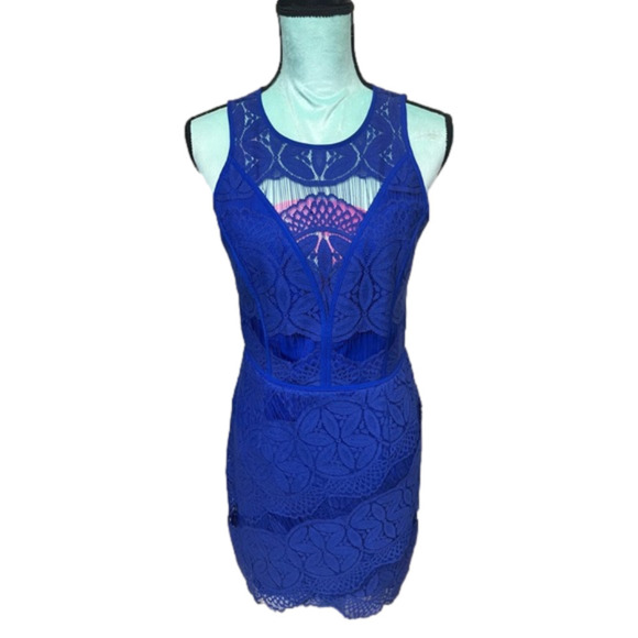 Adelyn Rae High Low Hem Sleeveless Lace Cocktail Dress Size Medium - Picture 1 of 6